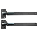 2 hinges - Adjustable Steel Strap Hinge 24mm pin 600mm long  Black Pair - Timber Gates