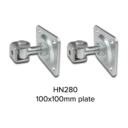 Zinc Plated Adjustable Swing Gate Hinge With Plate - 20mm Pin, 100x100mm Plate - Pair