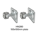 Zinc Plated Adjustable Swing Gate Hinge With Plate - 20mm Pin, 100x100mm Plate - Pair