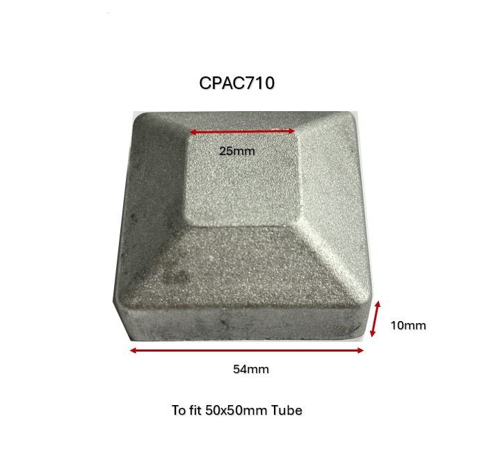 Aluminium Cap Square for tube size 50x50mm