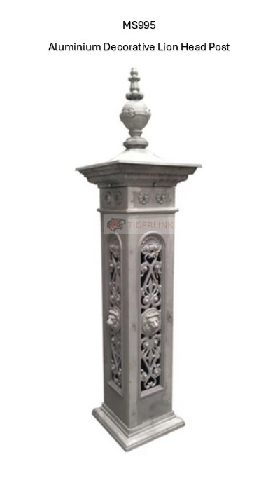 Aluminium Decorative Lion Head Post Fence Post 230x230x1555mm - Pick up only