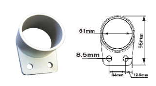 Aluminium Fence Bracket for Round tube 60mm Single lug Two Holes