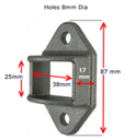 Aluminium Fencing rail Bracket for tube size 38x25 mm Double lugs