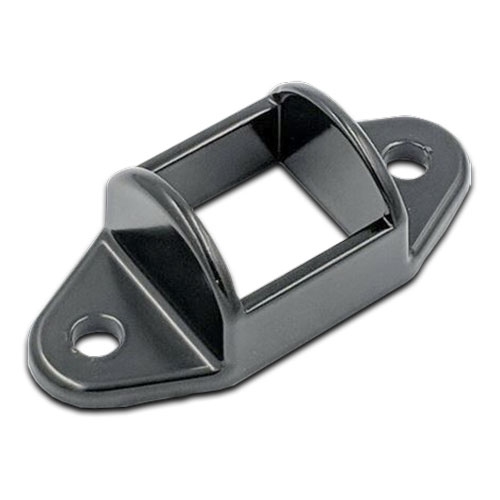Aluminium Fence Rail Bracket, 50x25mm Tube, Double Lug, 2 Hole - Black