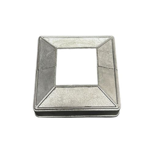 Square Aluminium Base Plate Cover: 50x50mm Post, 100x100mm Base - 2PC