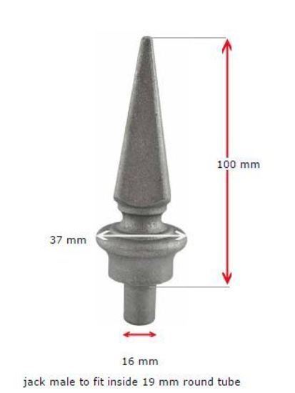 Aluminium Spear Top for Fencing Jack male for tube size 19mm