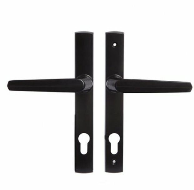 Insert Mortice Lock Handle Set - Euro, L Shaped, Reversible - Aluminium in Matt Black - Pair