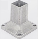 Square Aluminium Base Post Insert: 50x50mm Post, 100x100x10mm Base, 4 Holes