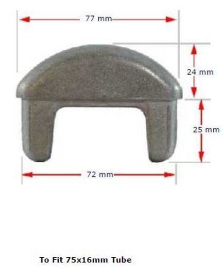 Aluminium rectangular dome cap 75x16mm Dome (1.6mm wall)