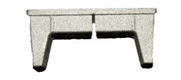 Aluminium rectangular end cap for tube size 65x16mm Split (1.2mm wall)