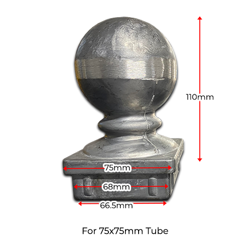 Aluminium Post Ball Cap for 75x75 mm Tube