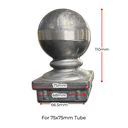 Aluminium Post Ball Cap for 75x75 mm Tube