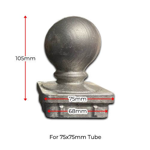 Aluminum Post Ball Cap for 75x75 mm Tube -  HD