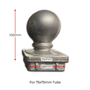 Aluminum Post Ball Cap for 75x75 mm Tube -  HD
