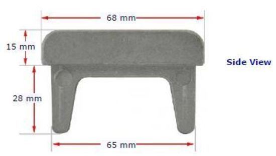 Aluminium rectangular cap 65x16mm (1.6mm wall)