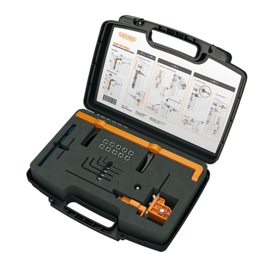 Assembly and drill jig for Lion and Verticlose-2 gate closers - Locinox