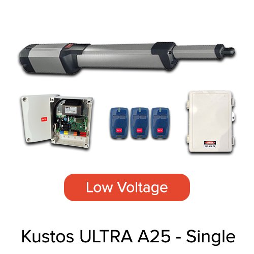 BFT Motor - Single Kustos Ultra BT A25 Single Swing Gate Motor Kit (Low Voltage)