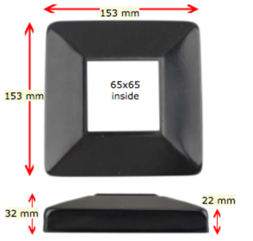 Base Post Cover for 150x150x65mm posts- Black