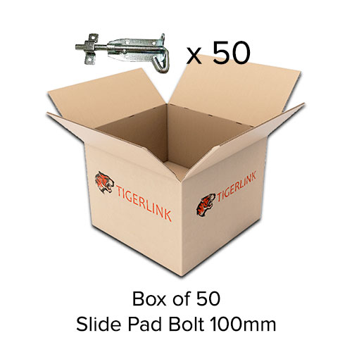 Box of 50 - Slide Pad Bolt 100mm / 30mm Long Shoot