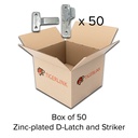 Box of 50 - Swing Gate Steel D-Latch and Striker - Zinc plated