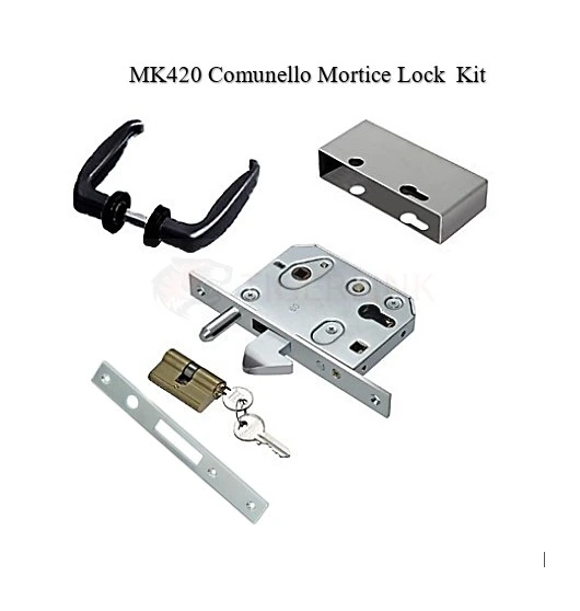 Comunello Euro Insert Mortice Lock - Complete Kit - 40x40 Frame, 65mm Backset, Silver - For Sliding Gates