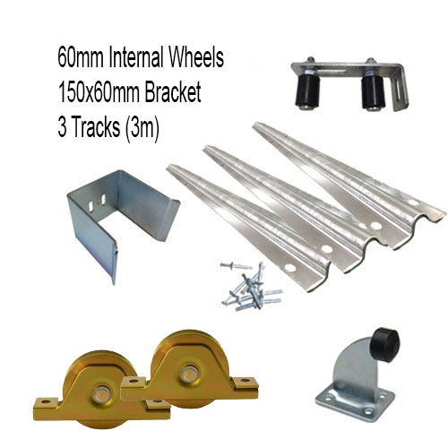 DIY Sliding Gate Kit - 60mm Internal Wheels x Small Bracket x 3 Tracks