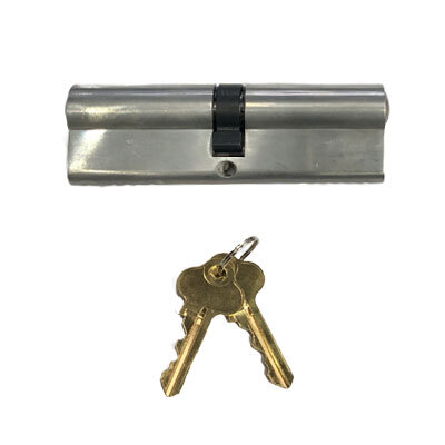 Euro Key Barrel, 100mm Full Cylinder, Keyed Different - Satin Chrome