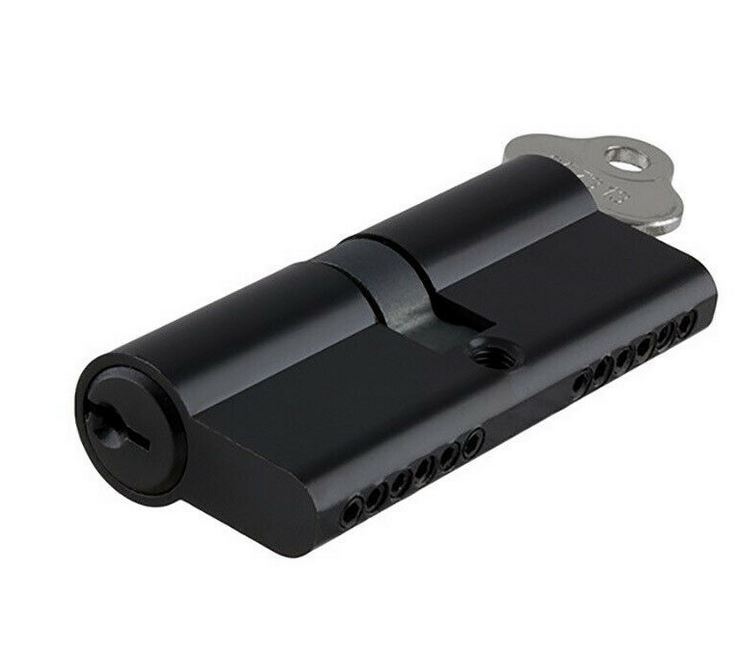 Euro Key Barrel, 70mm Full Cylinder, Keyed Different - Black