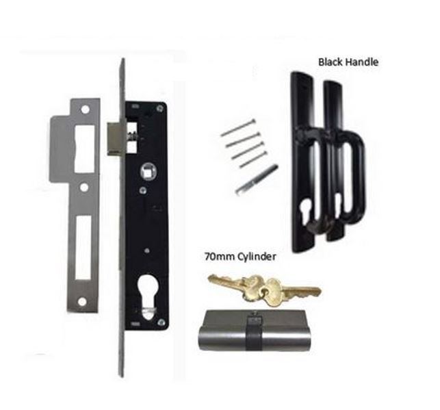 Euro Insert Mortice Lock - Complete Kit - 40x40 Frame, 20mm Backset, Black, Keyed Alike - For Swing Gates