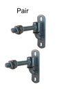 Adjustable Bolt-On Gudgeon and Trunnion Hinges - Silver, 150x16mm Rod - Pair