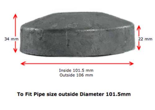 Galvanised Round End Cap 101.5mm (90NB)