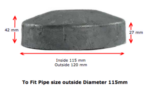 Galvanised Round End Cap 115mm (100NB) 