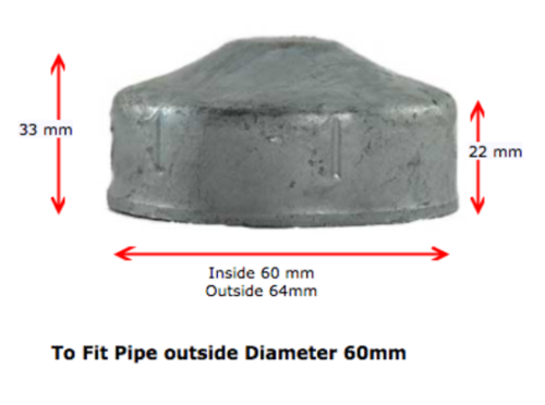 Galvanised Round End Cap 60mm (50NB)