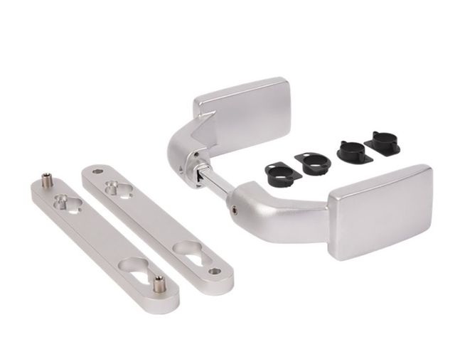 Locinox Insert Mortice Lock Handle Set - Euro, 3006FIX - Aluminium in Satin Chrome Silver - Pair