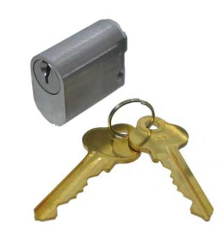 Oval Key Barrel, 35mm Half Cylinder, Keyed Different - Satin Chrome