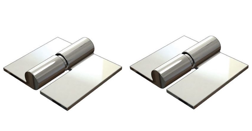 Zinc Plated Weld to Weld Prison Hinges - 19mm Pin, RH, Silver - Pair