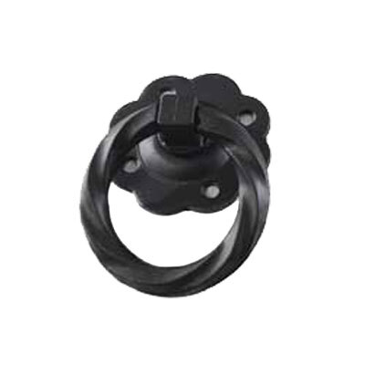 Heavy Duty Gothic Gate Ring Latch Lock - BLACK Twist - Pull Only