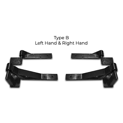 Residential Rising Gate Hinge Set - Type B, Black, LH & RH - Full Set