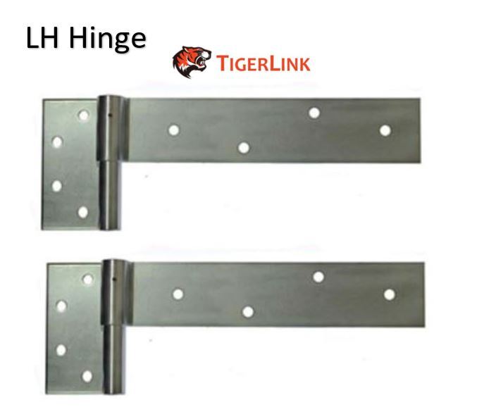 Zinc Plated Strap Hinges For Timber Gates - 25mm Pin, 350x70mm, LH, Silver - Pair