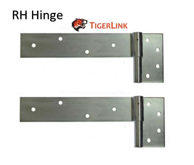 Zinc Plated Strap Hinges For Timber Gates - 25mm Pin, 350x70mm, RH, Silver - Pair