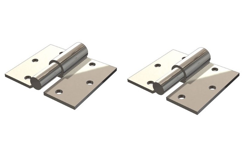 Zinc Plated Screw to Screw Prison Hinges - 25mm Pin, RH, Silver - Pair