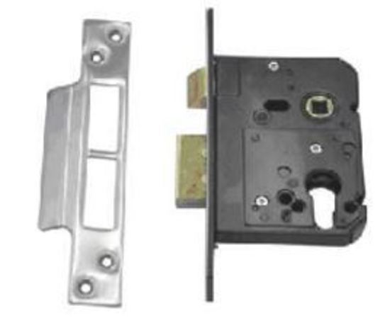 High Quality Euro Insert Mortice Lock - 65x65 Frame, 45mm Backset, Silver - For Swing Gates