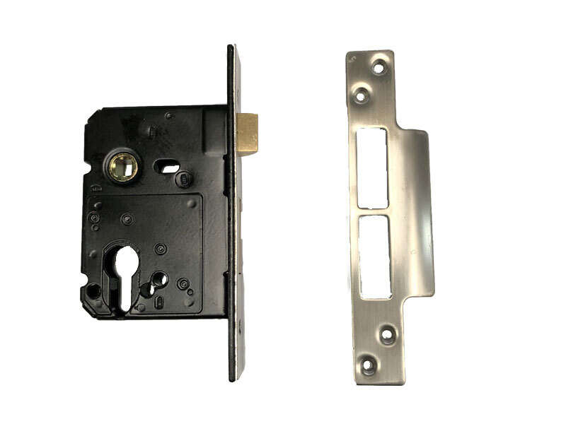 Euro Insert Mortice Lock - 80x80 Frame, 57mm Backset, Silver - For Swing Gates