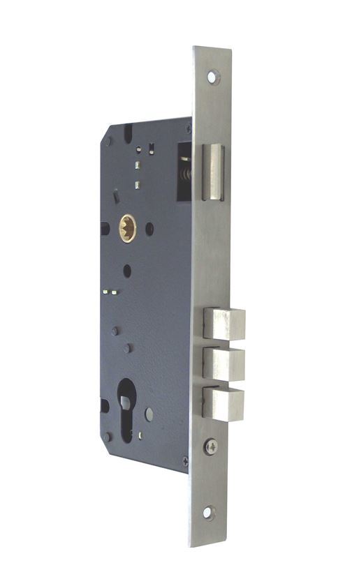 Euro Insert Mortice Lock - 90x90 Frame, 60mm Backset, Silver - For Swing Gates