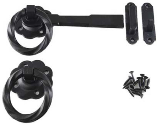 Iron Gothic Gate Lock / Ring Latch 175mm   - Black Twist