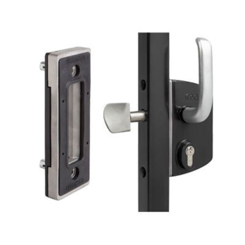 Locinox Industrial Manual Sliding Gate Lock 40mm profile Black colour -with Keep