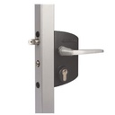 Locinox Industrial Swing Gate Lock U2 for Flat Bar 10mm in Black -Lever Handle
