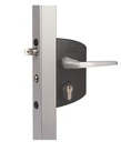 Locinox Industrial Swing Gate Lock U2 for Flat Bar Adjustable 10-30mm in Black -Lever Handle