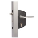 Locinox Industrial Swing Gate Lock U2 for Flat Bar Adjustable 10-30mm in Black -Lever Handle