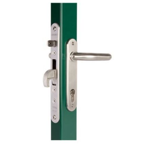 Locinox H Metal 55mm Euro Insert Mortice Lock - Complete Kit - 65x65 Frame, 35mm Backset, Silver - For Swing Gates